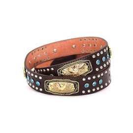West Star Concho Genuine Leather Belt Mens Women Western Cowboy Leather Belt-Rooster Coffee Blue XXL