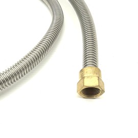 GRILLJOB 60 Inch Stainless Steel Bellow Propane Fireplace Extension Connection with 3/8" Female Flare Nuts, More Durable than Black Rubber Hose