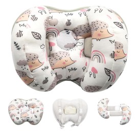 KAKIBLIN Baby Support Pillow, Head and Neck Support, 2 in 1 Banana Neck Pillow for Baby Newborn, Adjustable Head Pillows for Kids Toddler (Hedgehog)