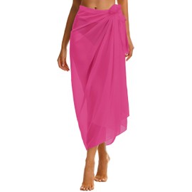 Sarong Beach Coverups Women Long Chiffon Bathing Suit Cover Up Sheer Bikini Tie Wrap Skirt(Light Pink)