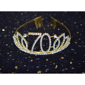 70th Birthday Tiara and Sash Happy 70th Birthday Party Supplies 70 & Fabulous Glitter Satin Sash and Crystal Tiara Princess Birthday Crown for Women 70th Birthday Party Decorations Favors