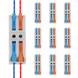 MELIFE 10PCS Lever Wire Connectors, 2 in 2 Out Quick Wire Connectors, Electrical Lever Nuts Wire Connectors Push-in Conductor Terminal Block AWG 28-12