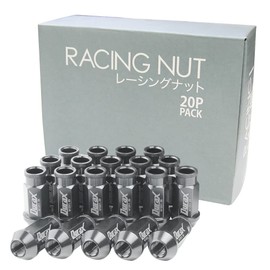 Durax Lightweight Aluminum Wheel Nuts Racing Nuts M12 P1.5 Through Nuts Long Type 20 Piece Set [Titanium]