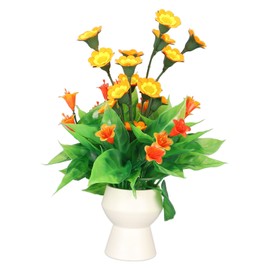 Aquarium Artificial Flower Decoration Simulation Fish Tank Fake Flower Landscaping Ornament with White Vase