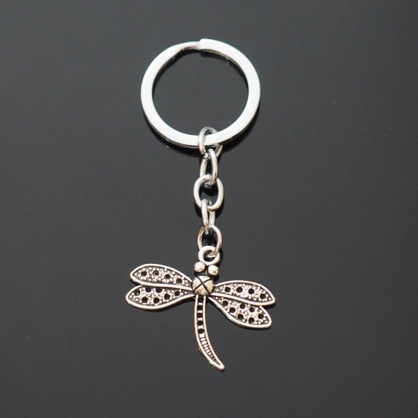 Dragonfly Key Chain Silver Pendant Charm Keychain Insect Lovers Gift
