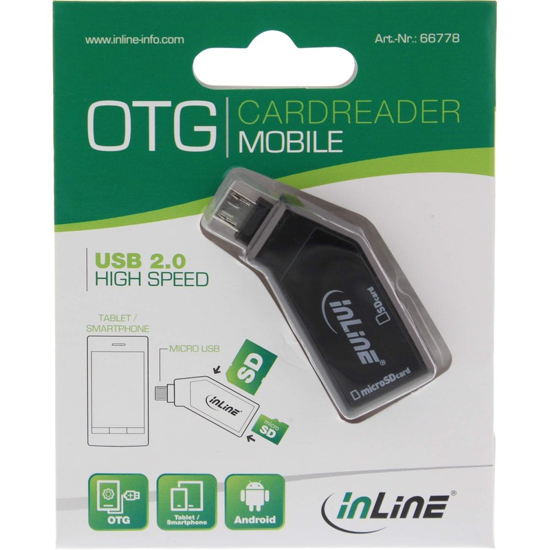 InLine 66778 OTG Mobile Card Reader USB 2.0 SD/MicroSD, Android