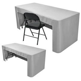 Nasitos 2 Pack Silver 6ft Fitted Tablecloth for Rectangular Table-Open Back Folding Table Cover Washable Fabric and Wrinkle Resistant Tablecloth for Parties, Wedding, Craft Fair, Cocktails, Weddings