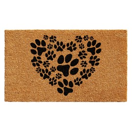 Calloway Mills 102141729 Heart Paws Doormat 17" x 29", Natural/Black