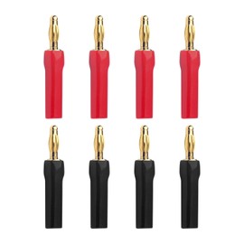 VCELINK Banana Plugs Open Screw Type, 4mm Speaker Connectors 24K Gold Plated for Speaker Wire, Sockets, Amplifier in Red & Black (4 Pairs/8 PCS)