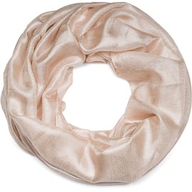 styleBREAKER 01016214 Women's Loop Scarf Light and Silky with Glitter in Plain Colours, Cream-Beige