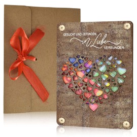 Tolenre Holz-Hochzeitskarte, Hochzeitsgeschenk für Braut und Bräutigam, Personalisierte Geldgeschenkverpackung, Grußkarte aus Holz in kleiner Form, Grußkarte Geldgeschenke, Braun