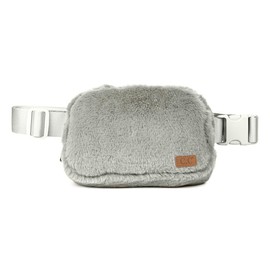 Funky Junque Crossbody Bag Sling Belt Stadium Waist Fanny Concert Bag: Faux Fur - Heather Grey