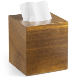 GCWSTJK Acacia Wood Tissue Box Cover - Square Thick Tissue Box Holder for Cube Boxes, Smooth Polished Decorative Wooden Tissue Holder for Bathroom, Bedroom, Dining Table, Kitchen or Office