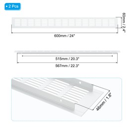 PATIKIL 24 x 2.4 Inch Door Air Vent Cover, 2 Pcs Heavy Duty Aluminum Grille Ventilation Cover Louvered with Mounting Screws for Cabinet Wardrobe Door, Silver