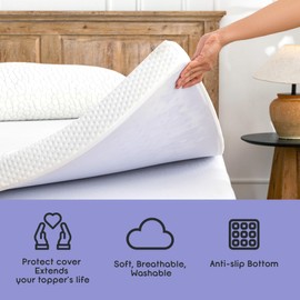 ZEO-SLEEP Memory Foam Mattress Topper with Cover Hypoallergenic Enhanced Support Design 3 Inch Gel Ventilated Pressure Relieve Mattress Pad Soft Breathable Bed Topper, Queen Size