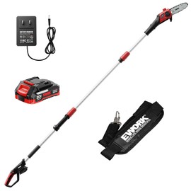 EWORK 20V 8-Inch Cordless Pole Saws for Tree Trimming, Extension Up to 14.2-Ft, Lightweight Only 6.5 Lbs, Auto Oiling Electric Pole Saw Battery Powered with Battery and Charger - EK-TT2008HH