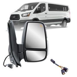Passenger Right Side Door Mirror Power Adjustment and Heated Glass With BLIS (Blind Spot Sensor) Signal Light Manual Folding for Ford Transit T150 T250 T350 T350HD from 2010 to Onward