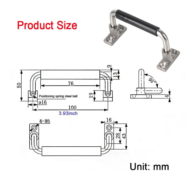 304 Stainless Steel Folding Handle 90 Degree Folding Solid Pull