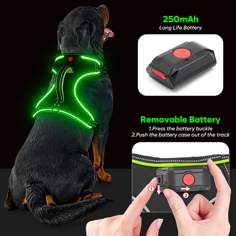 Light Up Dog Harness No Pull LED Dog Harness with
