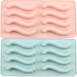 EPYHREHM Silicone Gummy Worm Molds For Chocolate Candy Set Of 2