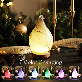 Porseme 150ml Essential Oil Diffuser Glass Color Changing Aroma Air Diffusers Aromatherapy Ultrasonic Cool Mist Humidifier 6 Running Hours Waterless Auto-Off for Sleeping, Yoga, Office, Spa (Desert)