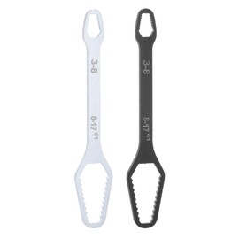 HARFINGTON 3-17mm Double-ended Multifunctional Universal Torx Wrench 0.14" Thickness 5.9" Length Galvanized Electrophoresis Self-Tightening Adjustable Ratchet Wrenches, Silver Tone Black