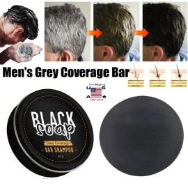 Unbranded Men's Grey Coverage Bar Shampoo Hair Darkening Black Soap Grey Hair Cover