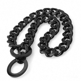 15mm Strong Silver Gold Stainless Steel Slip Dog Collar Metal Dogs Training Choke Chain Collars for Large Dogs Pitbull Bulldog Black 14inch