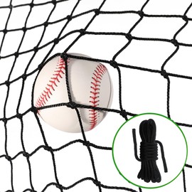 Wiseek 10'x10' Baseball Softball Backstop Nets, Heavy Duty Sports Netting Barrier Net #18 Nylon Baseball Netting Black Net