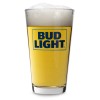 Bud Light Beer Pint Glass, 16 oz, Classic Blue Rectangle Logo Design - Set of 2