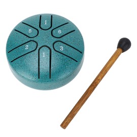 Mini Steel Tongue Drum 3 Inch 6 Notes Worry Free Drum Kids Percussion Instrument for Relax Green