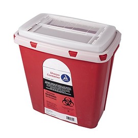 Dynarex Sharps Container, Provides a Safe Disposal of Medical Waste and Needles, Non-Sterile & Latex-Free, 6 Gallons, Made with Thermoplastic, Red with a Transparent Lid, 1 Sharps Container