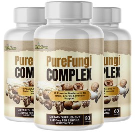 Pelican Vitamins PureFungi Complex- Brain & Immune Support- 3 Bottles- 180 Capsules