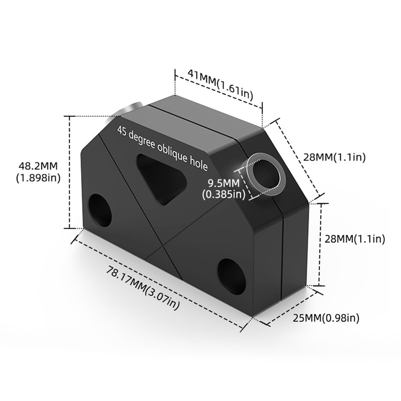 Woodworking Inclined Hole Fixture Black Aluminum Alloy 45 Degree Angle