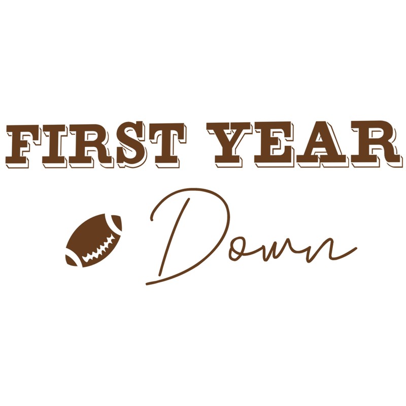 First Year Down Rugby Theme Birthday Party Backdrop Sticker, Baby's