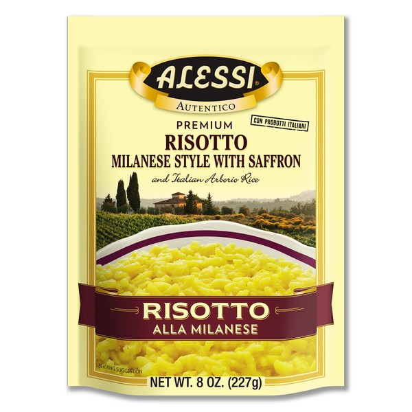 Alessi Autentico, Premium Seasoned Risotto, Italian Arborio Rice, Easy to Prepare, 8oz (Milanese, Pack of 6)
