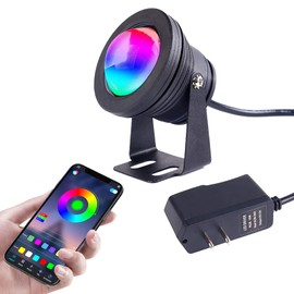 ETINAS 10W 12V 16 Million Colors LED Pond Light- 900LM IP68 Waterproof Outdoor Landscape Light with APP Control and 98.4-Inch Adapter for Landscape Fish Tank Pond Swimming Fountain Garden