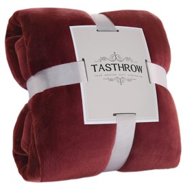 TASTHROW Burgundy Cuddly Blanket, Fluffy Blanket, Fleece Blanket, 130 x 150 cm, Cuddly Soft Warm Blankets, Sofa Blanket for Room Decoration, Living & Cuddly Blankets