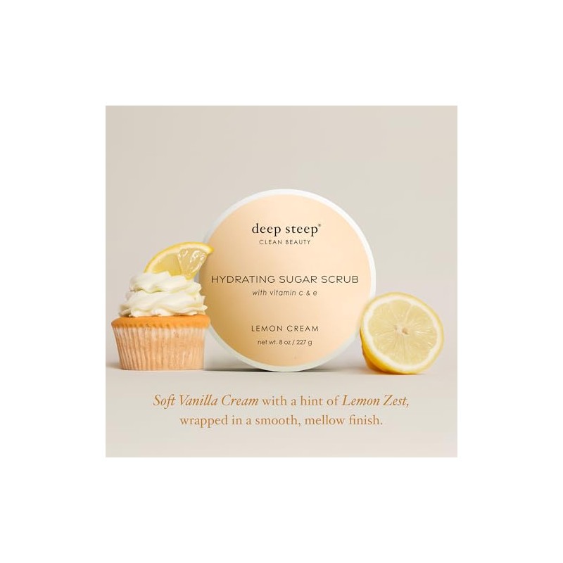 Deep Steep Sugar Scrub, 8 Ounce (Lemon Cream)