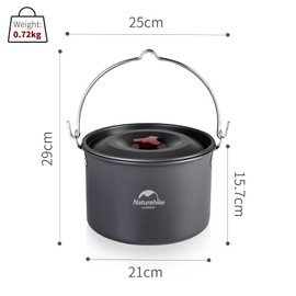 Naturehike Camping Stockpot Cookware with Lid Large Outdoor Portable Hanging Pot Cooking Set for 1-6 People