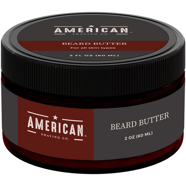 American Shaving Co. Beard Butter with Shea Butter, Jojoba Oil & Argan Oil, Soothing & Moisturizing Beard Care For All Types of Skin & Beard Hair, Skin Care Natural & Organic Beard Cream 2 Fl Oz