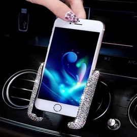 Crystal Car Phone Holder - Color: White