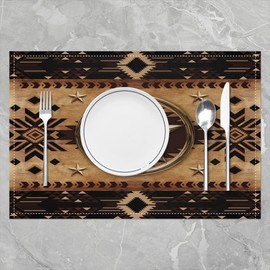 meiyoeat Texas Star Placemats Set of 4 Boho Cowboy Table Place Mats Boys Girls Aztec Placemat for Kitchen Dining Table Decor Indoor Outdoor Wild West Table Mats