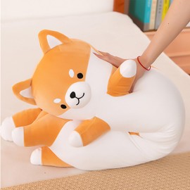 Kekeso Long Shiba Inu Plush Pillow Giant Stuffed Animals Dog Sleeping Pillow Corgi Plush Body Pillow Cartoon Soft Dog Hugging Pillow for Kids Birthday,Valentine,Christmas (Yellow, 27.55inch)