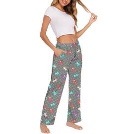 ENJOYNIGHT Pajama Pants Women's Comfy Casual Lounge Bottoms Cotton Sleep Pants with Pockets & Drawstring(X-Large,Cat)