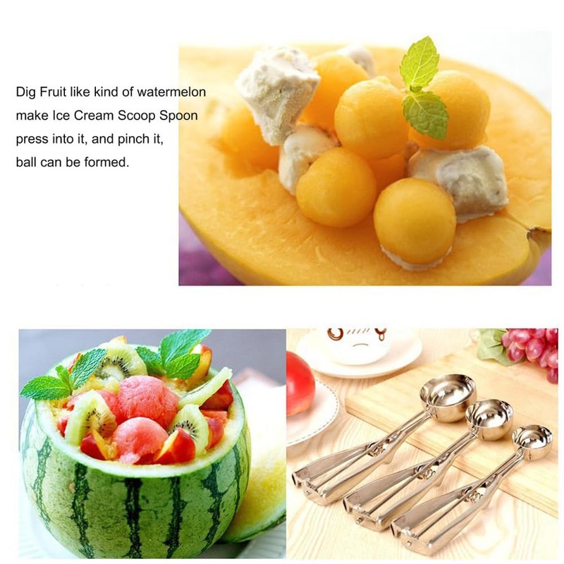 EQCOTWEA Ice Cream Scoop Set, Stainless Steel Cookie Scoops Set