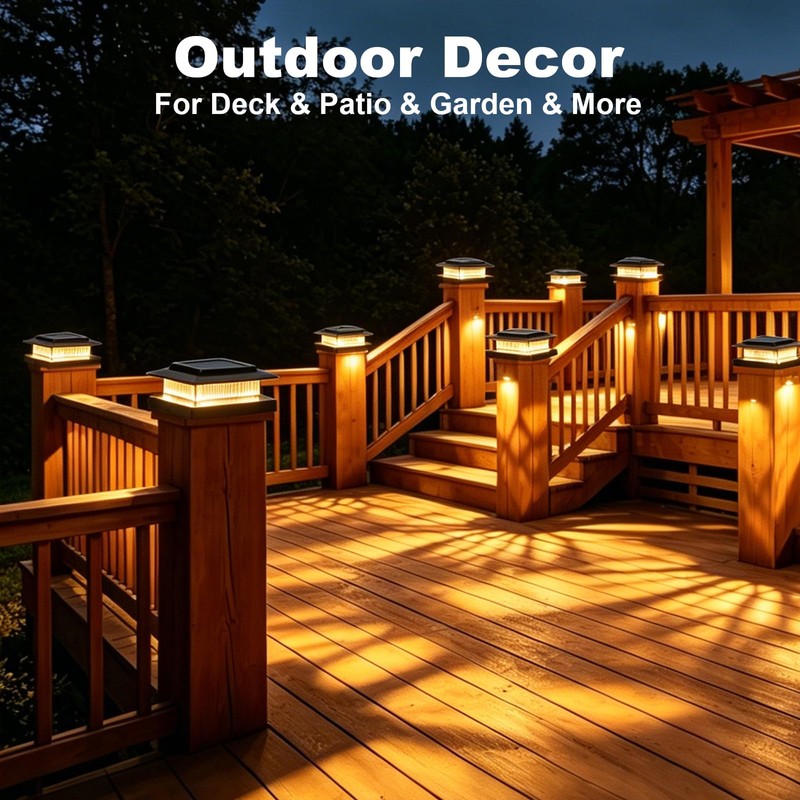 4x4 Solar Post Cap Lights,13 Lighting Modes 8 LED Post