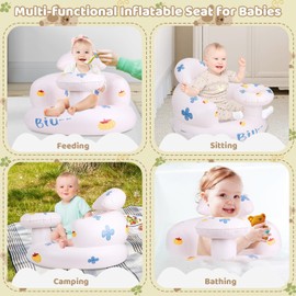 Baby Inflatable Seat for Babies 3 Months and Up, PAKOO Baby Support Seat Toddler Chair for Sitting Up, Blow Up Baby Chair Floor Seater with Built in Air Pump (Pumpkin)