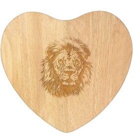 'Lion Portrait' Wooden Heart Shaped Chopping/Cutting Board (WB00081057)