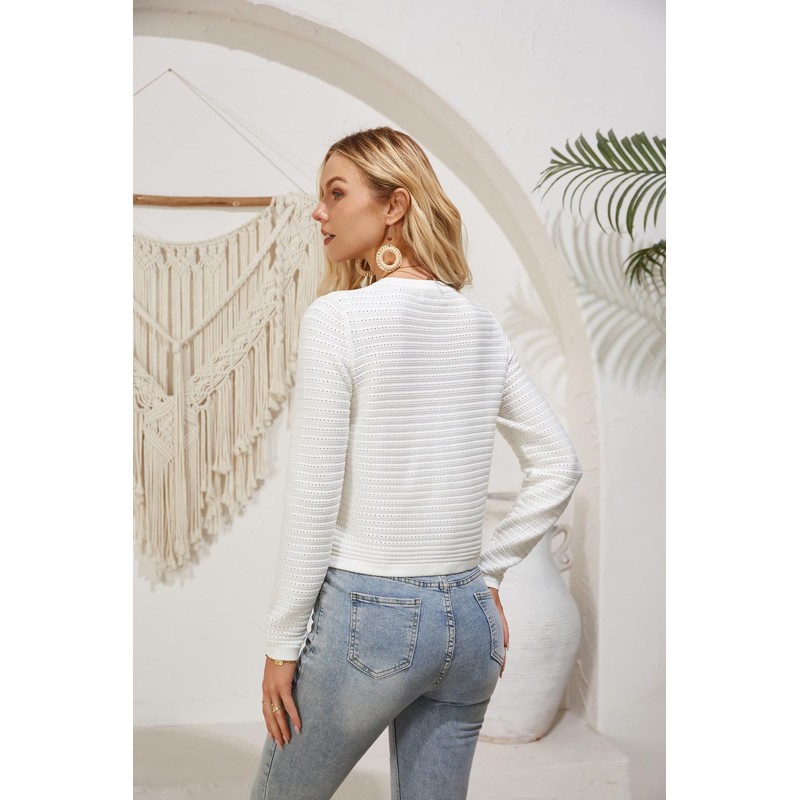 GRACE KARIN Women's Cardigan Button Long Sleeve Crew Neck Knitwear